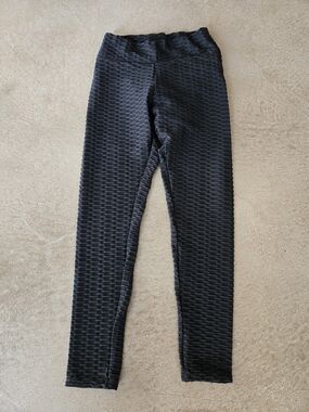 Source Unknown Black Textured High-Waist Leggings